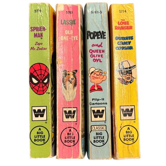 VTG Lot of 4 Big Little Books, Lone Ranger, Spider Man, Popeye, Lassie 60's-70's - Picture 3 of 3